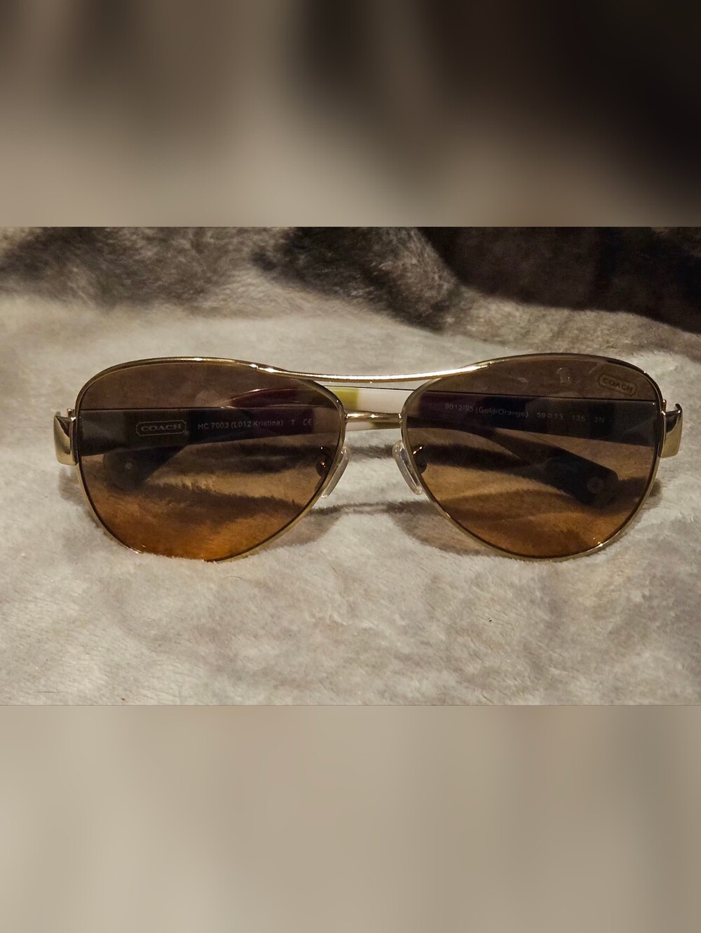 Coach Women's Kristina Gold/Brown Aviator Sunglasses - Picture 2 of 8